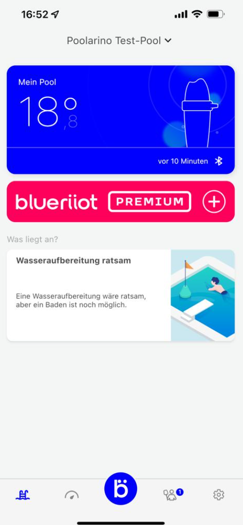 Blue Connect App - Startseite